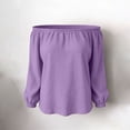 thumbnail image 5 of Danhjin Linen Shirts for Women Long Sleeve Off Shoulder Square Neck Solid Color Fashion Pullover Tops Fall Summer Spring Vacation Going out Blouses Casual T Shirts, 5 of 7