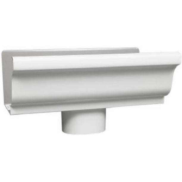 5" White Galvanized Steel End Piece With 3" Drop For 5" Gutter
