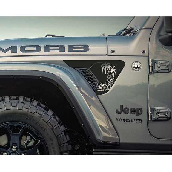AnyStickerYouWant - Palm Tree Fender Vent Vinyl Decal Sticker Fits & Compatible with Jeep Wrangler JL/Jeep Gladiator JT 2018  Palm Tree Decal Print