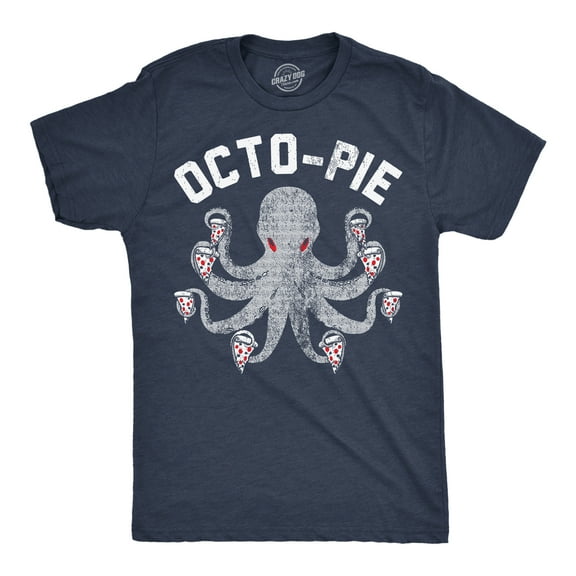 Mens Octo Pie T Shirt Funny Pizza Lovers Octopus Joke Tee for Guys Graphic Tees