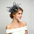 thumbnail image 2 of Ticikt Fascinators Hat for Women, Tea Party Hat Floral Lace Headband for Wedding Cocktail Party Dress Up,Grey, 2 of 4