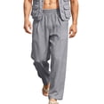 thumbnail image 3 of Horkkom Linen Pants Men Breathable Elastic Waist Solid Color Pants Summer Loose Casual Pants with Pockets XXXL, 3 of 10