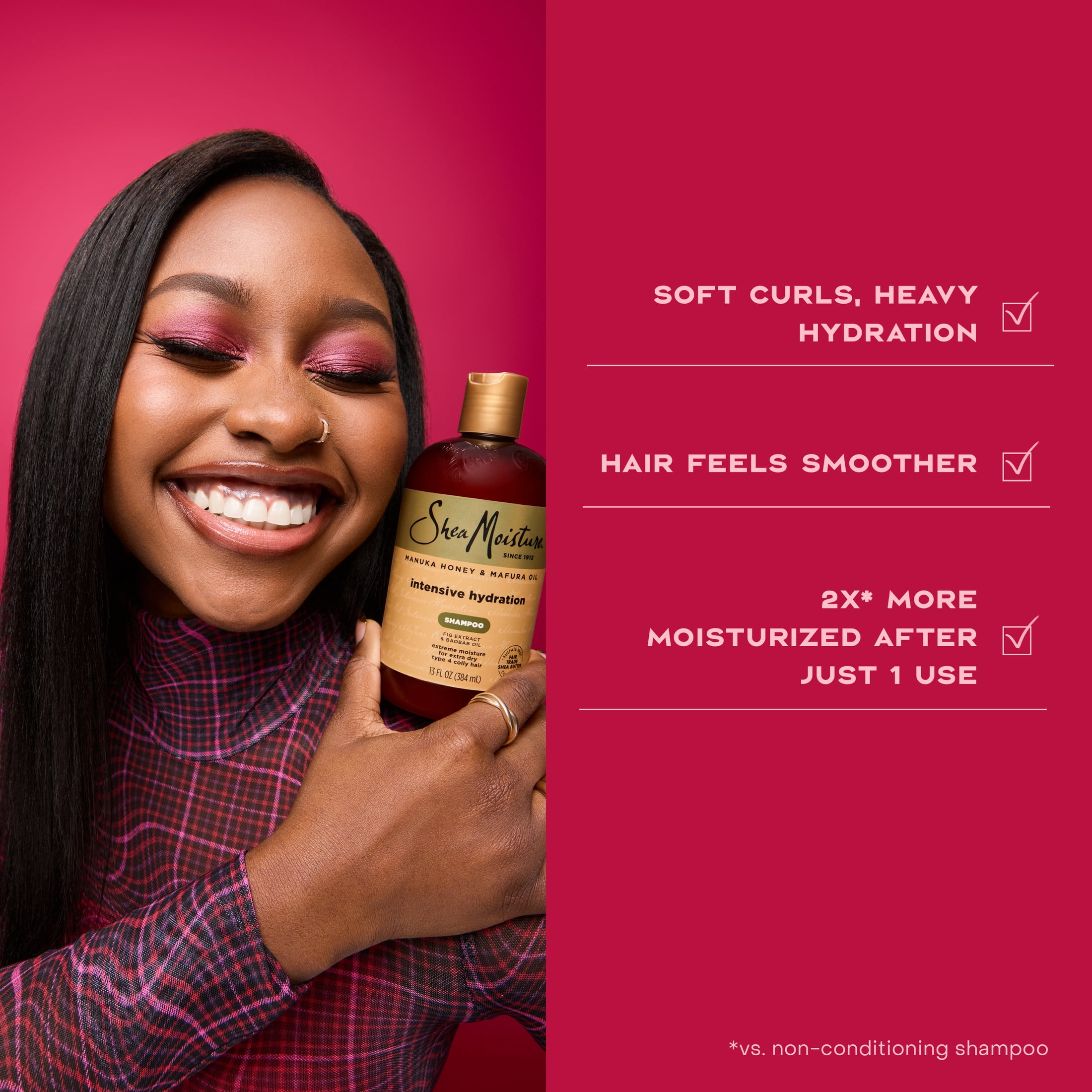SheaMoisture Intensive Hydration Shampoo For Type 3 & 4 Dry Hair, Manuka Honey and Mafura Oil With Fig Extract, 13 fl oz