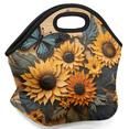 thumbnail image 2 of Herdesigns Sunflower Butterfly Insulated Neoprene Lunch Bag for Women Men Lunch Box Washable Reusable Lunch Tote Lightweight Lunch Handbag for Work Outdoor Picnic, 2 of 7