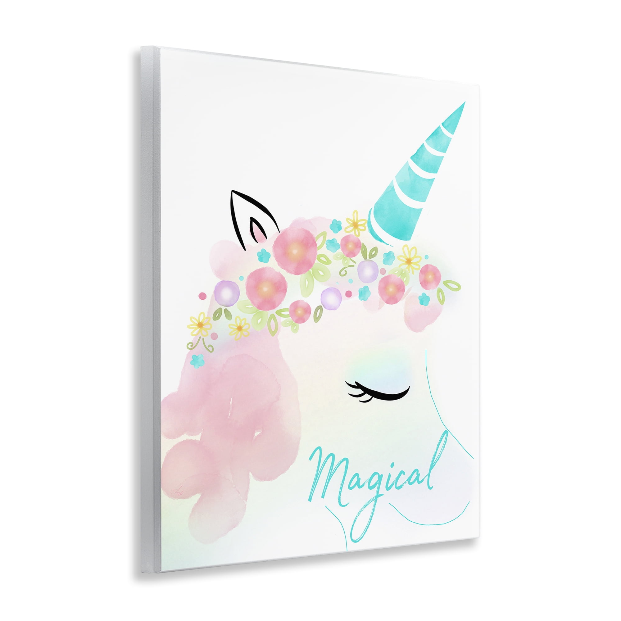 Stupell Industries Magical Floral Unicorn Fairy Tales & Fantasy Painting Unframed Art Print Wall Art, 11 x 14
