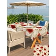 thumbnail image 4 of Outdoor Tablecloth with Umbrella Hole & Zipper, Red Spring Floral Rectangle Tablecloth 60x120 Inch, Vintage Summer Botanical Flowers Patio Table Cover Waterproof Table Cloth for Picnic/Party, 4 of 7