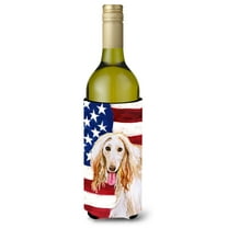 Carolines Treasures BB9702LITERK Afghan Hound Patriotic Wine Bottle Beverge Insulator Hugger Wine Bottle multicolor