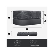 Logitech Ergo K860 Split Wireless Keyboard for Business - Ergonomic Design, Secured Logi Bolt Technology, Bluetooth, Globally Certified, Windows/Mac/Chrome/Linux - Graphite
