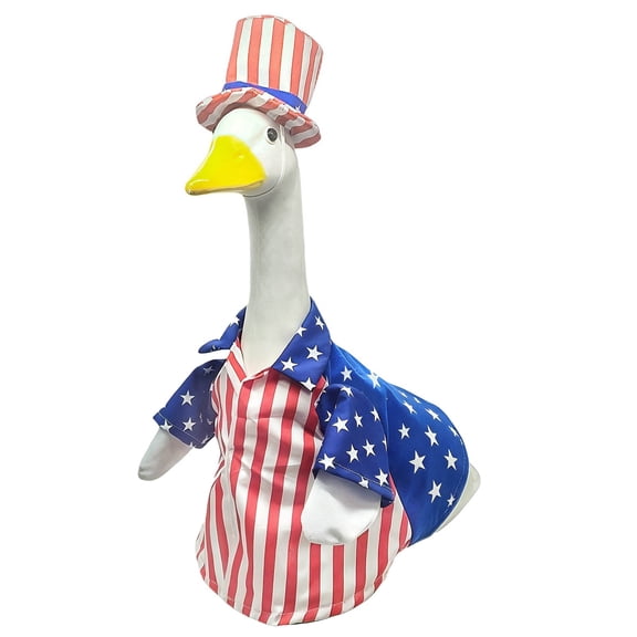 Patriotic Goose Outfit with American Flag, 4th of July Porch Goose Clothes for Independence Day Decor