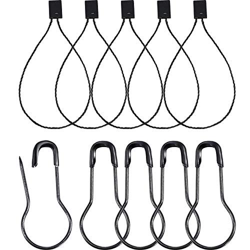 Hestya 500 Pcs Étiquettes Suspendues 500 Pcs Épingles Noires 6.6 Pouces Étiquettes de Vêtements Attache Plastique Noir Prix Épingles en Nylon et 0.8 Pouce Épingles de Sol en Métal Épingles en Forme de Poire