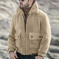 thumbnail image 2 of IYTR Mens Winter Jacket Zipper Turndown Collar Solid Color Fashion Pullover Bottom Knit Sweater Coat with Pocket Long Sleeve Jacket Khaki M, 2 of 4