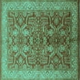 thumbnail image 1 of Ahgly Company Machine Washable Indoor Square Oriental Turquoise Blue Industrial Area Rugs, 7' Square, 1 of 4