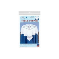 Jack Dempsey Stamped White Perle Edge Table Topper 35"X35"-Butterflies