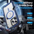 thumbnail image 5 of for iPhone 14 Pro Max Case Magnetic, [Compatible with MagSafe & 3X Military Grade Drop Protection] Clear Back Aluminum Frame Phone Case for iPhone 14 Pro Max, Blue, 5 of 12
