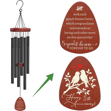 Happy 5th Anniversary Wedding Gift 5th Anniversary Wind Chime 5 Years of Marriage Wind Chimes Keepsake Gifts for Couples Husband Wife 5 Years Down Forever To Go