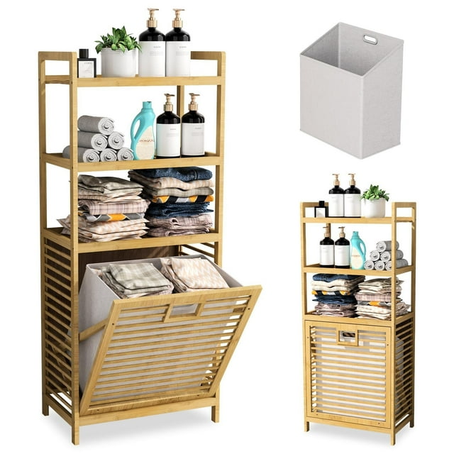 Cesta de Lavandería, Cesto Para Ropa Sucia con 3 Niveles de Almacenamiento, Muévete Fácilmente, Bote de ropa Sucia con Bolsa Extraíble, Para Lavadero, Baño y Dormitorio, 119 * 50 * 30CM