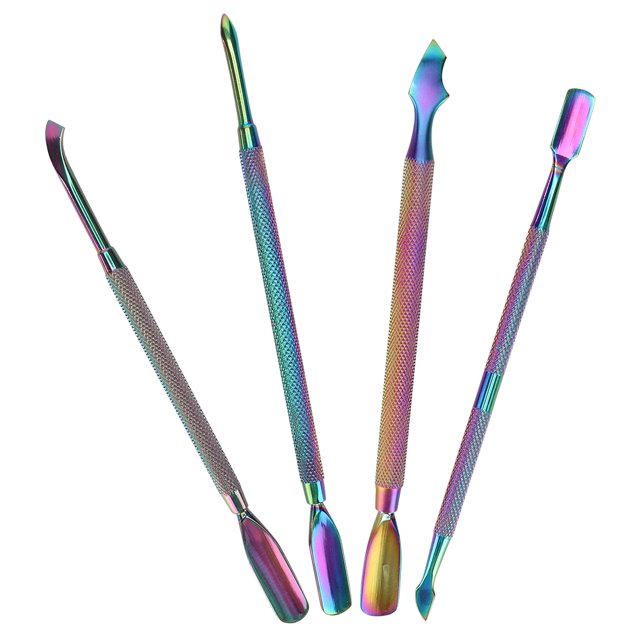 Empujador de cutículas de uñas BuyWeekMX 4 piezas de acero inoxidable