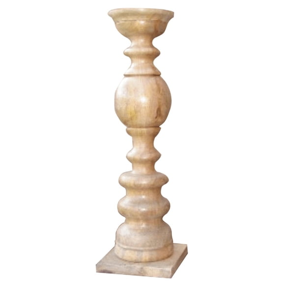 29" Natural Floor Solid Wood Candle Holder