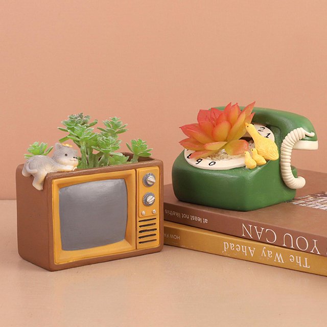 Macetero de resina retro YONGSHENG para bonsái y plantas suculentas contenedor creativo