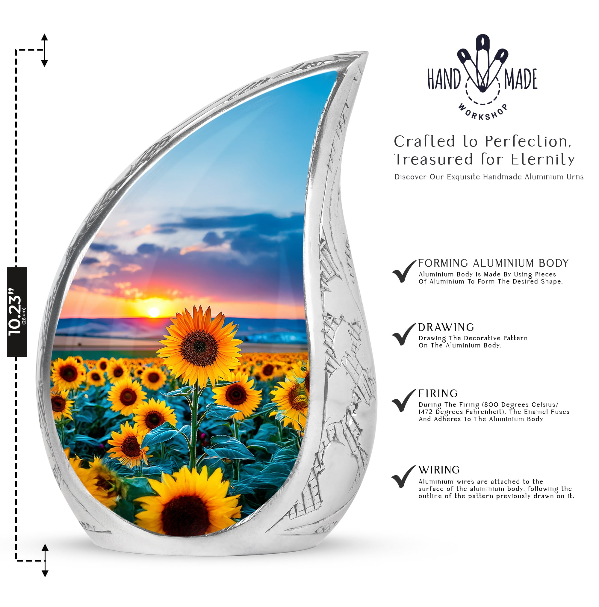 SABURIAL Sunflower Urn - Funeral Cremation Urn for Ashes - Combo 2 - Large with 3 Inch Pack of 2 - Burial Urns - Human Remains for Mom & Dad - Decorative Urns for Adult