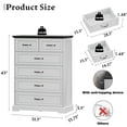 thumbnail image 6 of FANRAL Tall Dresser for Bedroom with 6 Drawers Chest of Drawers,Wooden Dresser Storage Cabinet with Metal Handles,White Dresser, 6 of 8