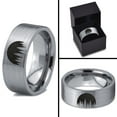 thumbnail image 4 of Tungsten Night Skyline Outdoor Camping Band Ring 8mm Men Women Comfort Fit Gray Flat Cut Brushed Polished, 4 of 4