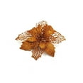 thumbnail image 2 of Brown Brown Christmas Poinsettia Flower Glitter Tree Ornaments Set Of 5 Pieces Pvc Material 3.9X3.9 Inches Each For Holiday Decor Brown Poinsettia Flowers, 2 of 3