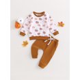 thumbnail image 2 of Wassery Infant Baby Halloween Clothes Pumpkin Print Long Sleeve Sweatshirt and Elastic Pants Set Toddler 2 Piece Fall Outfit Set, 2 of 8