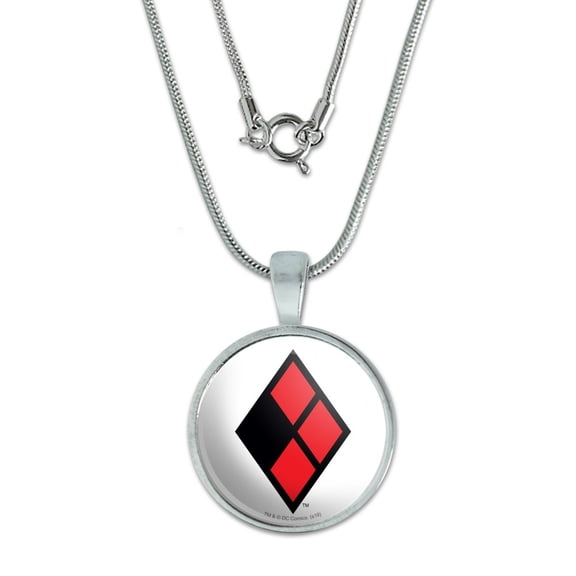 Harley Quinn Diamond Logo 0.75" Pendant with Sterling Silver Plated Chain