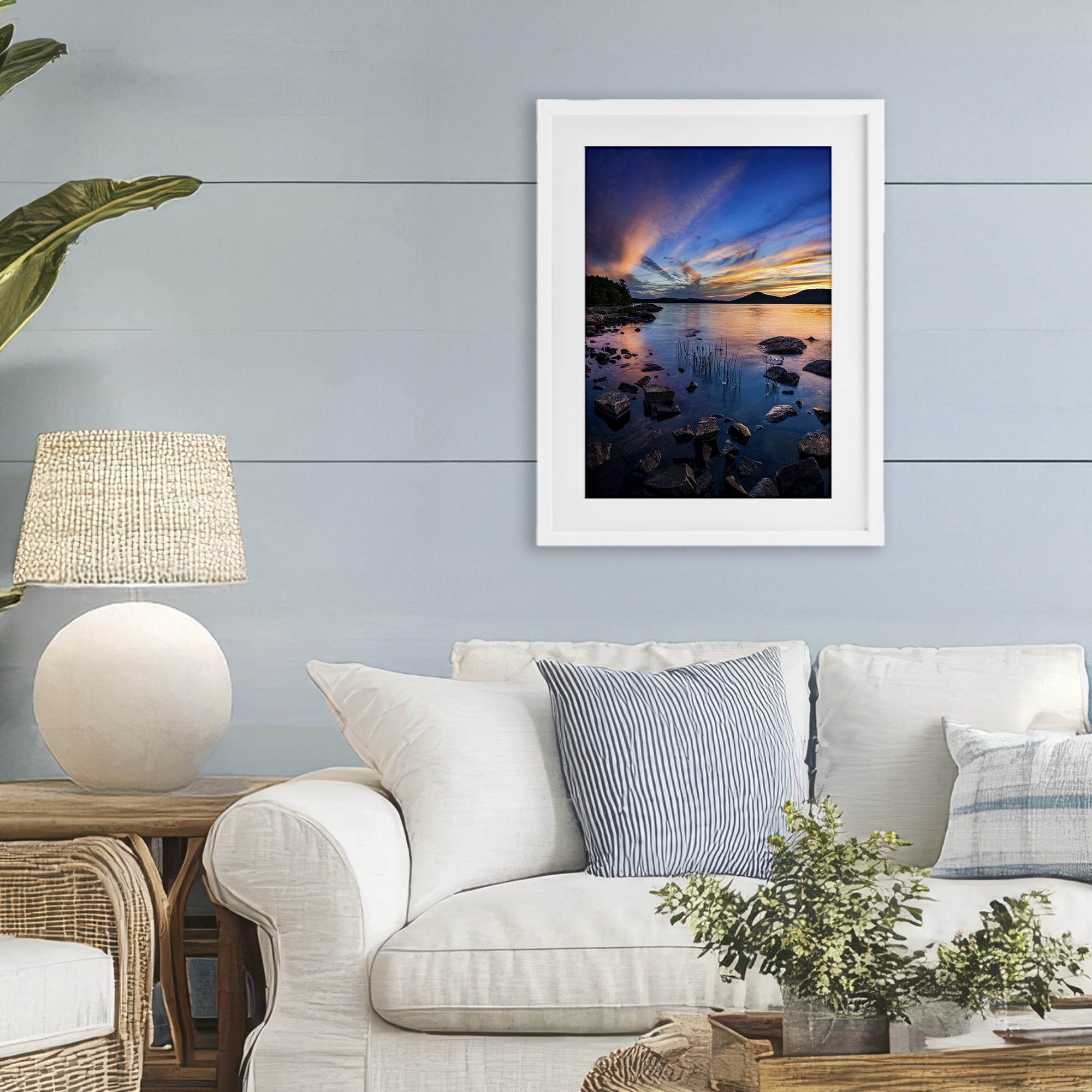 Stupell Industries Sunrise on Piseco Lake White Framed Print Under Glass, design by Jonathan Zaharek