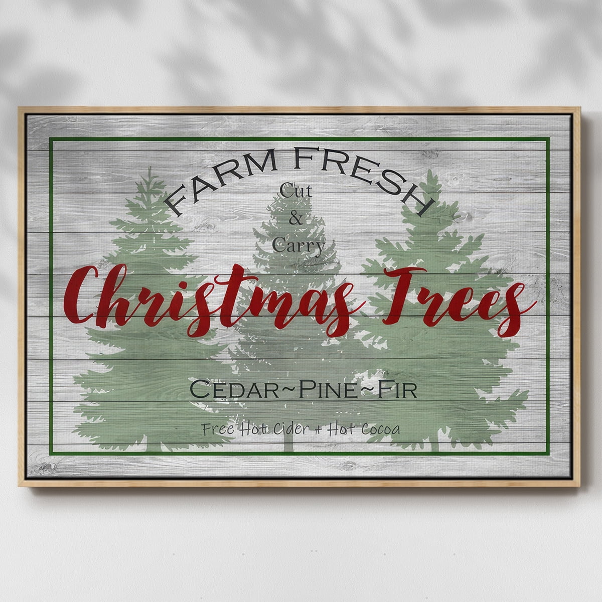 Farm Fresh - Framed Gallery Wrapped Holiday Canvas - 17 x 25 - Natural Wood Frame