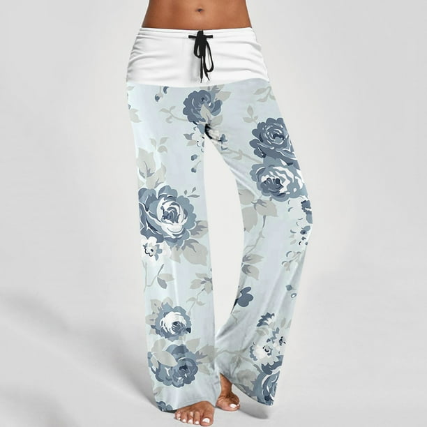 MKLEKYY Leggings de compresión para mujer, pantalones de yoga holgados con cintura alta y bolsillos, cintura elástica, estampados, pantalones largos informales 1109