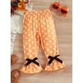 thumbnail image 5 of Qiylii Toddler Girls Halloween Outfit Set, Embroidery Pumpkin Long-Sleeve Ruffle T-Shirt + Dots Bell-Bottoms Set for Kids, 9 Months to 4 Years, 5 of 9