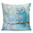 thumbnail image 2 of Teal Blue Owl Throw Pillow Covers, Soft Pillowcases with Invisible Zipper, Modern Flowers Birds on Branch Decorative Square Pillow Cushion Covers for Living Room Couch Sofa Bed 26x26 Inches, 2 of 8