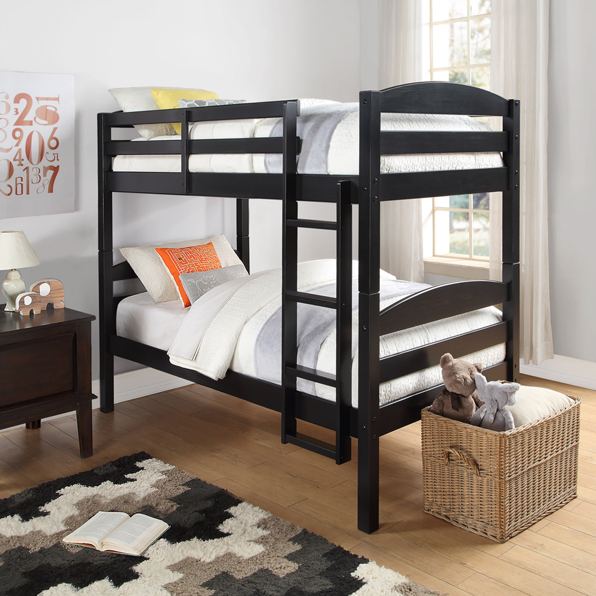 black wooden loft bed