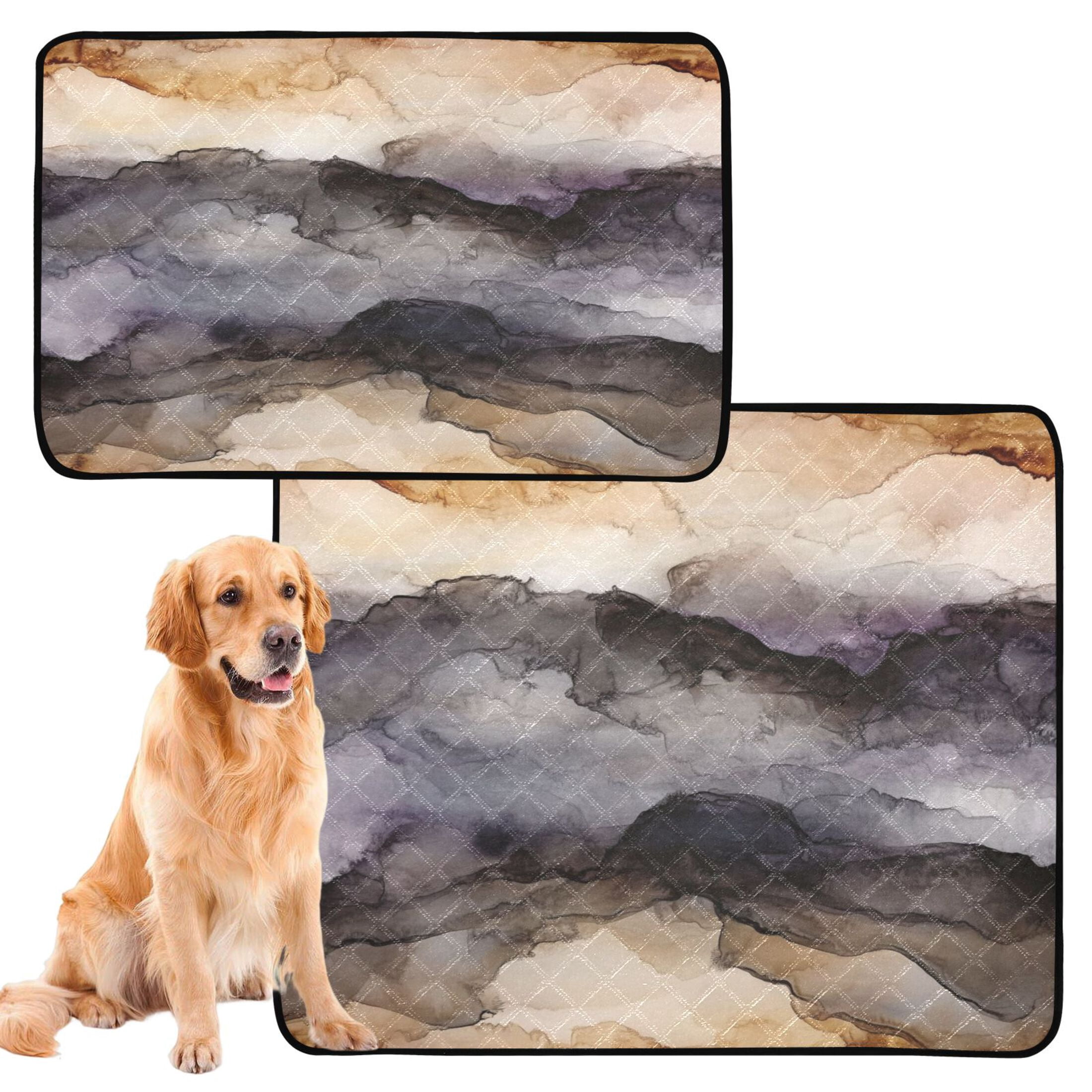 Qxltty Dark Brown Marble Cat litter Pads Pet Set of 3 Diaper Mats Center Anti-leakage Layer Absorbent Soft and Comfortable