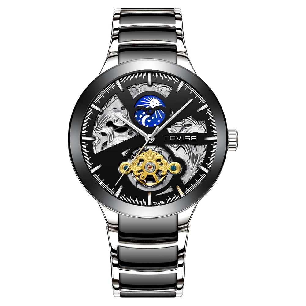 TEVISE T845B Business Men Mechanical Watch Time Display Timer Fashion Casual Stainless Steel Strap 3ATM Waterproof Self Winding Male Wristwatch Walmart