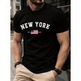 thumbnail image 6 of Men's Cotton Letter & American Flag Graphic Tee, Casual Crew Neck Short Sleeve, Soft Breathable, For Street Style Independence Day Gift,Black T-Shirt, 6 of 10
