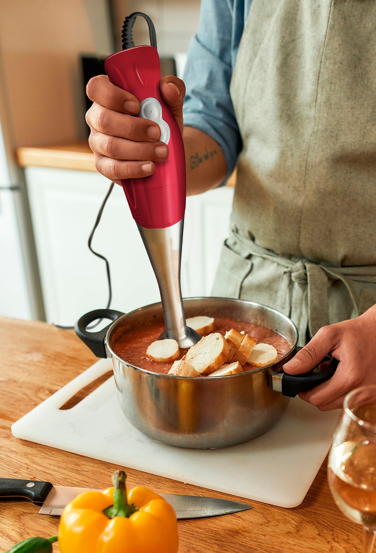 Red Lemonade 200W Immersion Hand Blender 2 Speed New