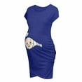 thumbnail image 4 of Taqqpue Womens Summer Maternity Dress Short Sleeve Round Neck Cute Funny Baby Print Pregnancy Bodycon Tank Dress Maternity Clothes Side Ruched Bodycon Dress for Daily Wearing or Baby Shower, 4 of 7