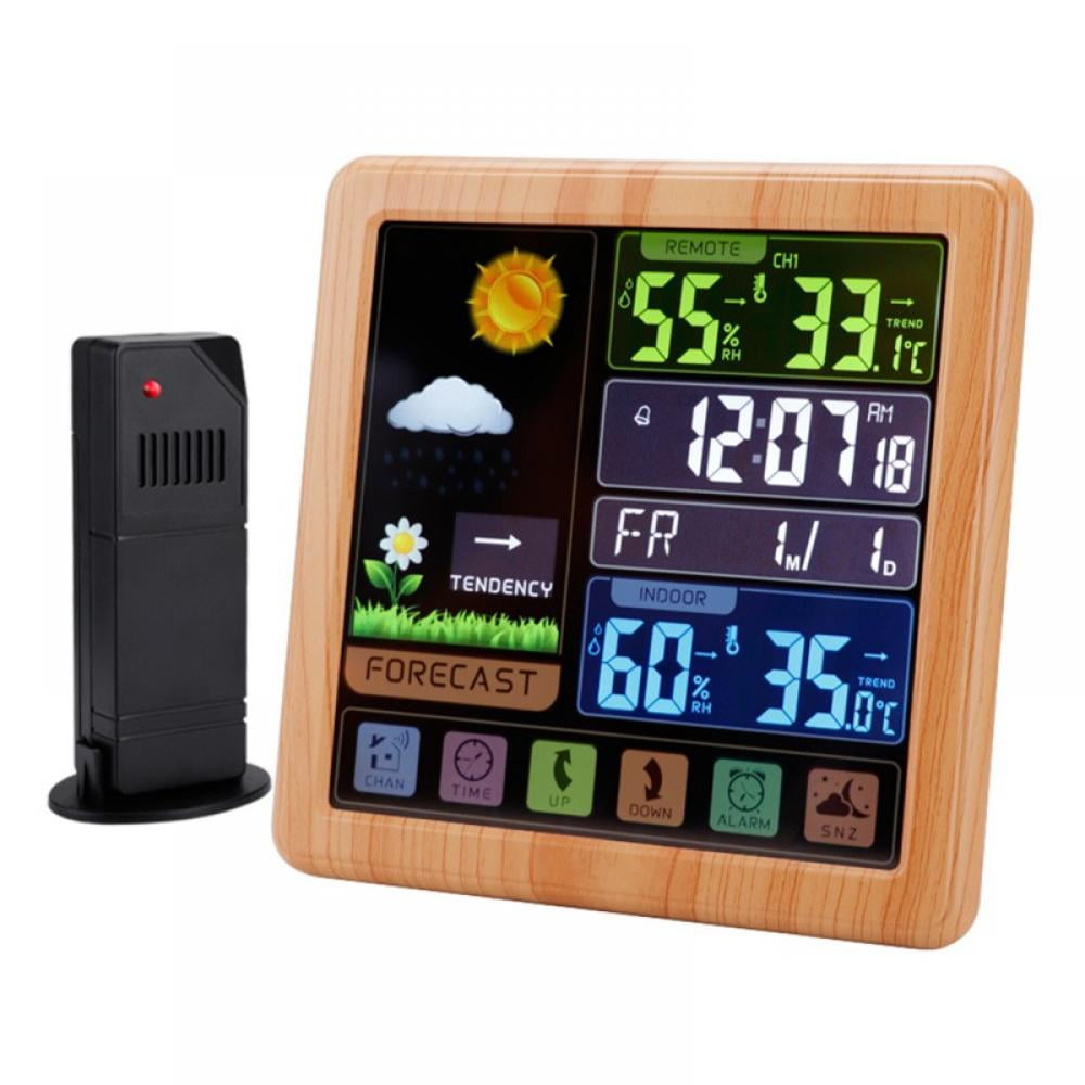 Digital LCD Weather Station Clock Calendar Thermometer Cordless 3-Day Forecast 