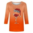 thumbnail image 3 of Camisetas de Manga Larga de las Mujeres Imprimir Navidad Cuello Redondo 3/4 Manga Suéter, Top Casual para las Vacaciones, 3 of 7