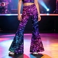thumbnail image 6 of FYDUU Pants for Girls Sequin Flared Leggings Fashion Print Performance Dance Pants for Kids Bell-Bottoms Party Wear Versatile Pant 11-12 Years, 6 of 7