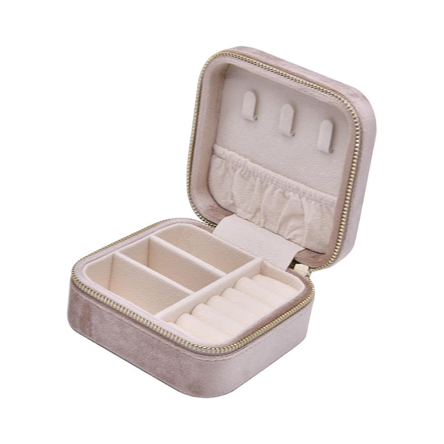 Joyero Organizador Cremallera Estuche de Almacenamiento de 2 Capas Terciopelo Pequeño Cuadrado Regalo Extraíble Viaje para Pulseras Collares Anillos R , B B Baoblaze joyero
