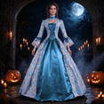 thumbnail image 6 of UPPADA Renaissance Costume for Women Lace up Regency Ball Gowns Long Sleeve Medieval Corset Dresses Ladies Vintage Halloween Costumes,M, 6 of 7
