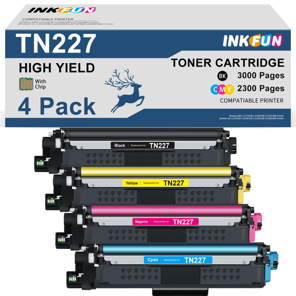 TN227 Toner Replacement for Brother TN227 TN223 High Yield Toner Cartridge Set for MFC-L3770CDW L3290CDW HL-L3270CDW MFC-L3750CDW MFC-L3710CW L3210CW Printer(4 Pack)