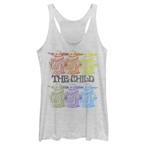 Women's Star Wars: The Mandalorian Hexad Illusion  Racerback Tank Top White Heather Large