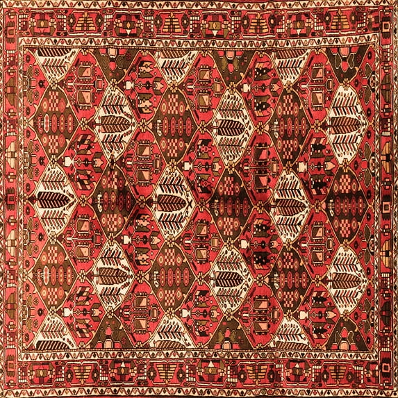 Ahgly Company Indoor Square Persian Orange Traditional Area Rugs, 4' Square