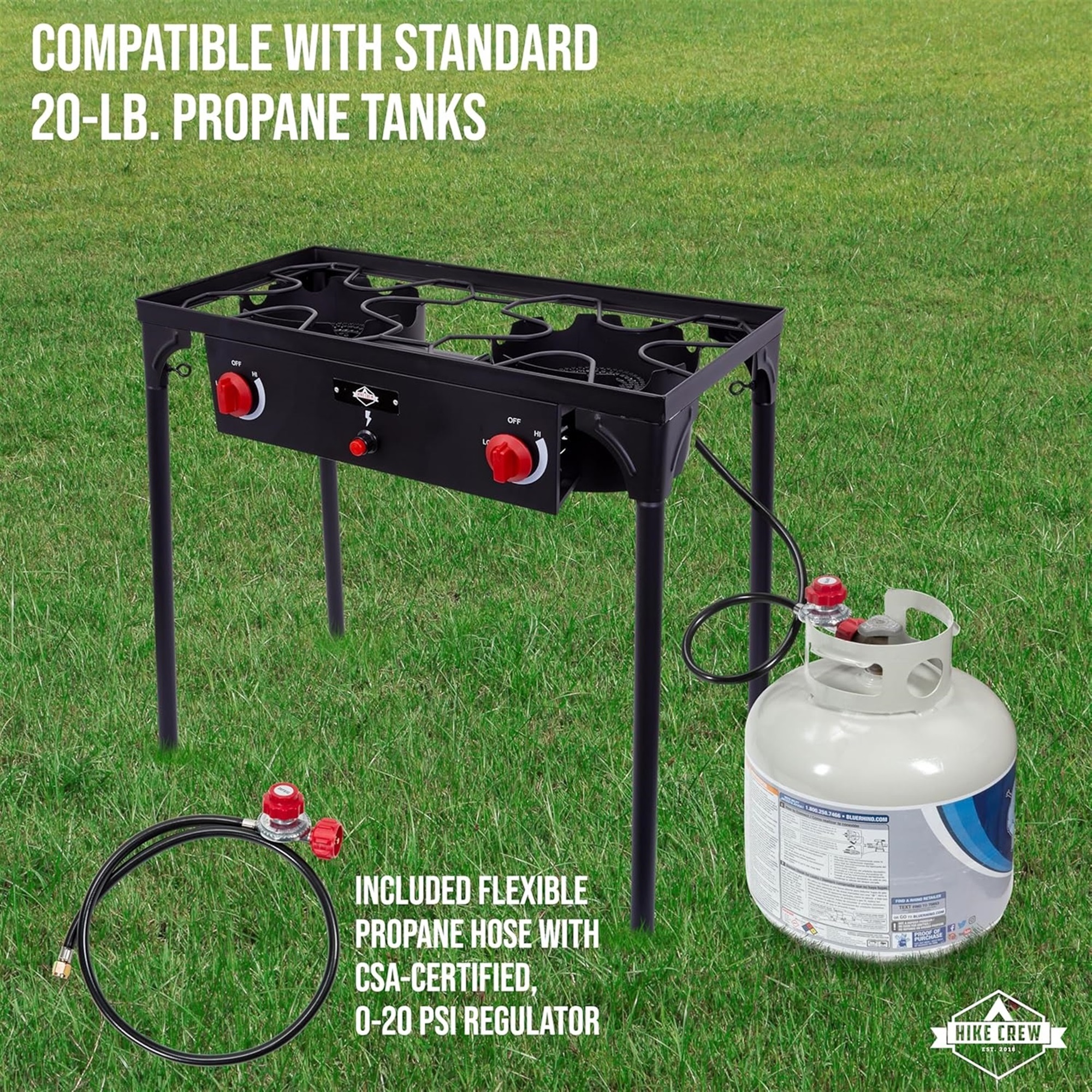 Hike Crew 150,000 BTU Gas Camping Stove - Portable Outdoor Cooking Equipment