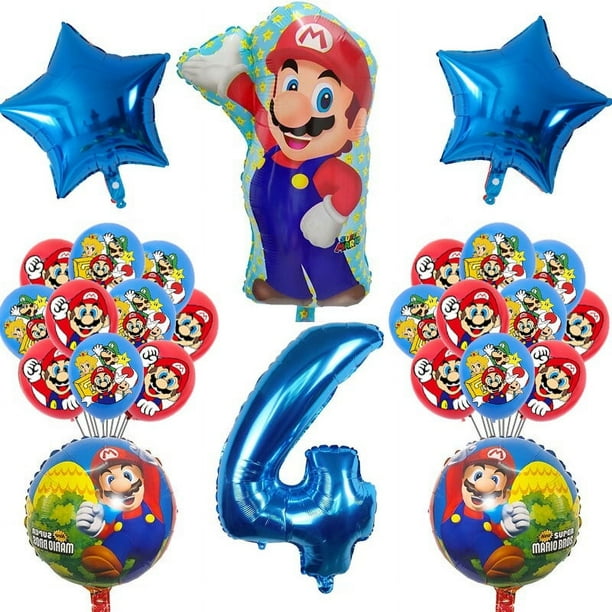 26 Unids Set Super Mario Tema 12in Globo De Látex Número 32in Papel De Aluminio Baby Shower Boda Fiesta De Cumpleaños Decoraciones